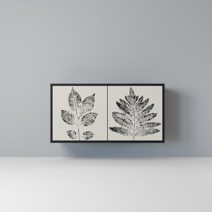 LEAFY STAMPS Madia a 2 Ante in Finitura Nera