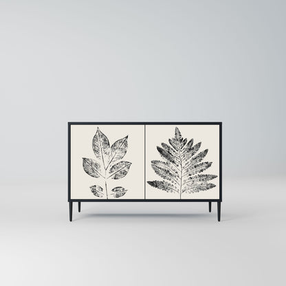 Credenza LEAFY STAMPS a 2 ante con finitura nera