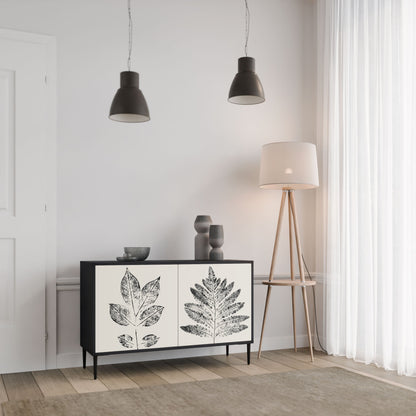 Credenza LEAFY STAMPS a 2 ante con finitura nera