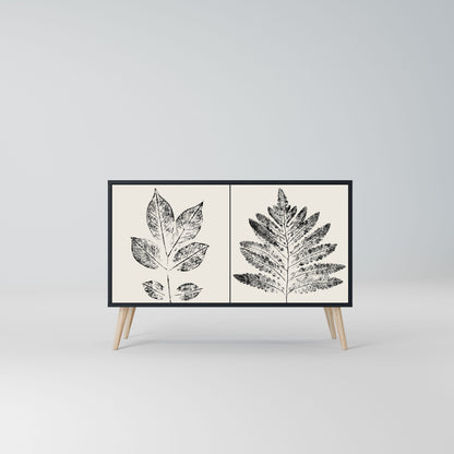 Credenza LEAFY STAMPS a 2 ante con finitura nera