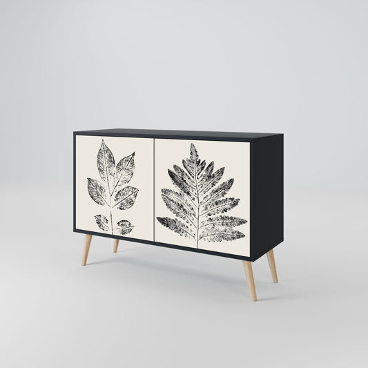 Credenza LEAFY STAMPS a 2 ante con finitura nera