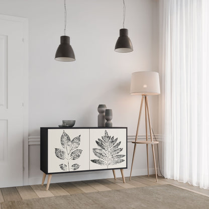 Credenza LEAFY STAMPS a 2 ante con finitura nera