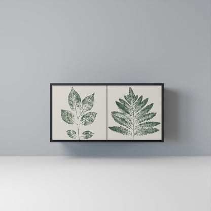 GREEN LEAFY STAMPS Madia a 2 Ante in Finitura Nera
