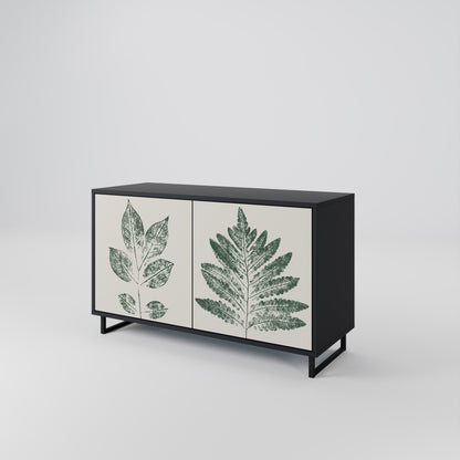 Credenza a 2 ante GREEN LEAFY STAMPS con finitura nera