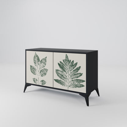 Credenza a 2 ante GREEN LEAFY STAMPS con finitura nera