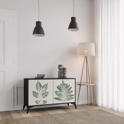 Credenza a 2 ante GREEN LEAFY STAMPS con finitura nera