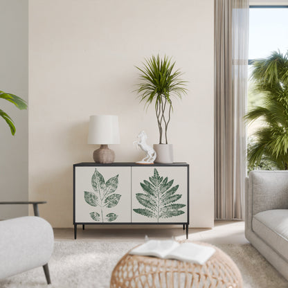 Credenza a 2 ante GREEN LEAFY STAMPS con finitura nera