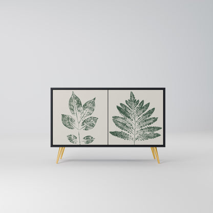 Credenza a 2 ante GREEN LEAFY STAMPS con finitura nera