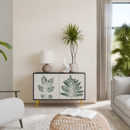 Credenza a 2 ante GREEN LEAFY STAMPS con finitura nera