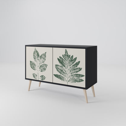 Credenza a 2 ante GREEN LEAFY STAMPS con finitura nera