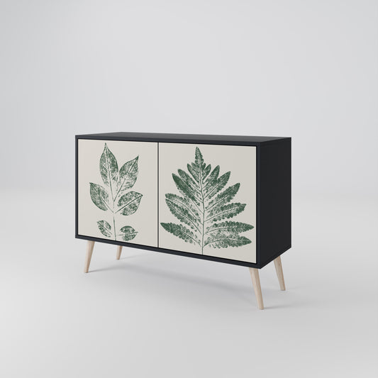 Credenza a 2 ante GREEN LEAFY STAMPS con finitura nera