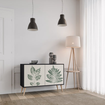 Credenza a 2 ante GREEN LEAFY STAMPS con finitura nera