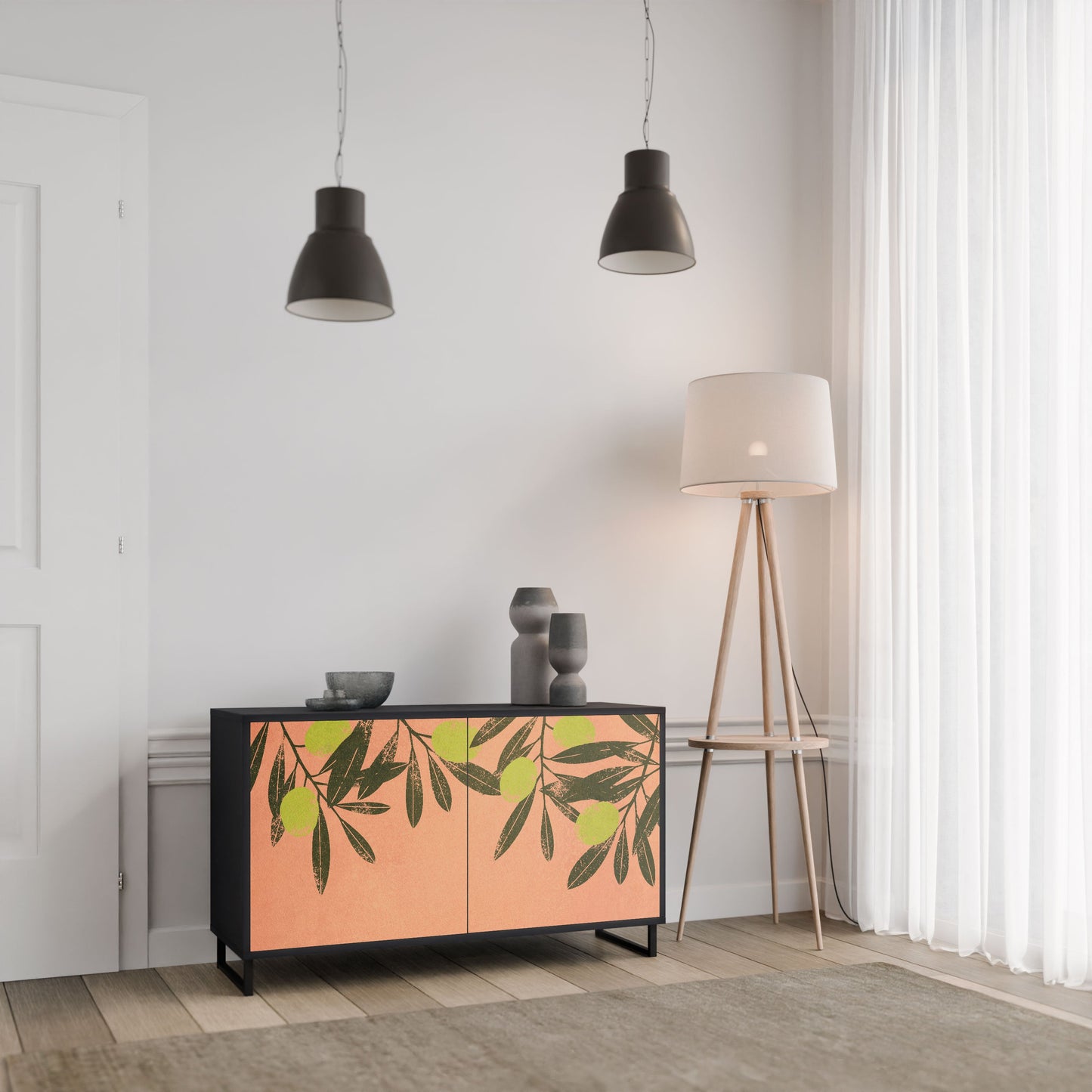 Credenza a 2 ante JUICY OLIVES in finitura nera