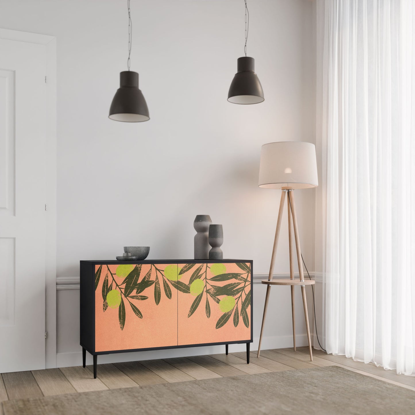 Credenza a 2 ante JUICY OLIVES in finitura nera