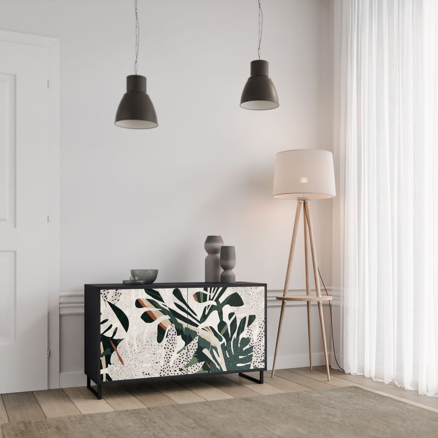Credenza VERDURE FORMATION a 2 ante in finitura nera