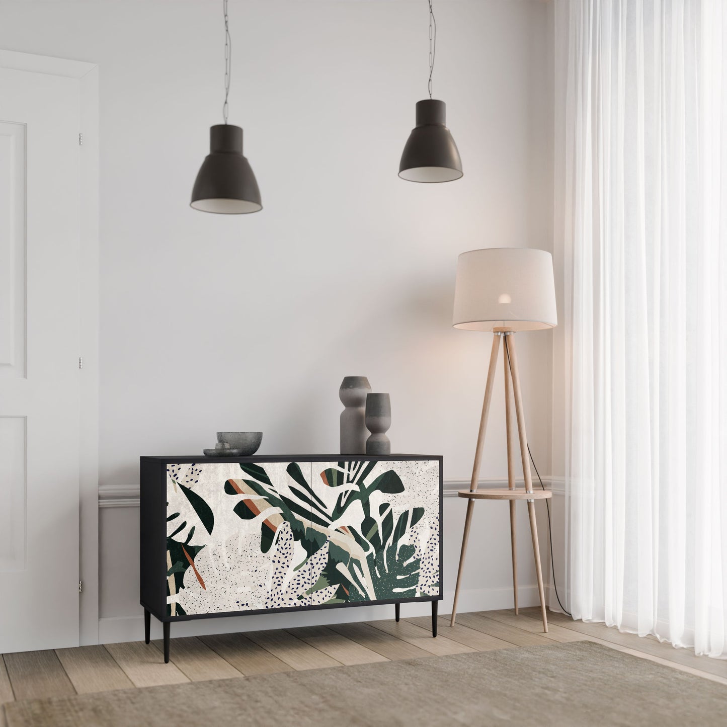Credenza VERDURE FORMATION a 2 ante in finitura nera