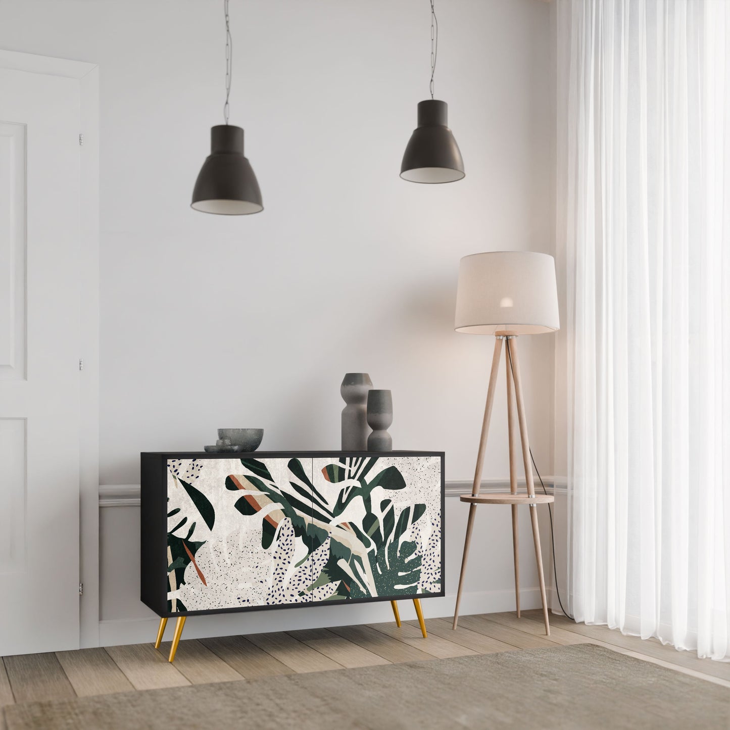 Credenza VERDURE FORMATION a 2 ante in finitura nera