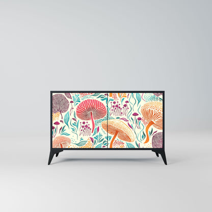 Credenza FUNGUS FANTASY a 2 ante in finitura nera