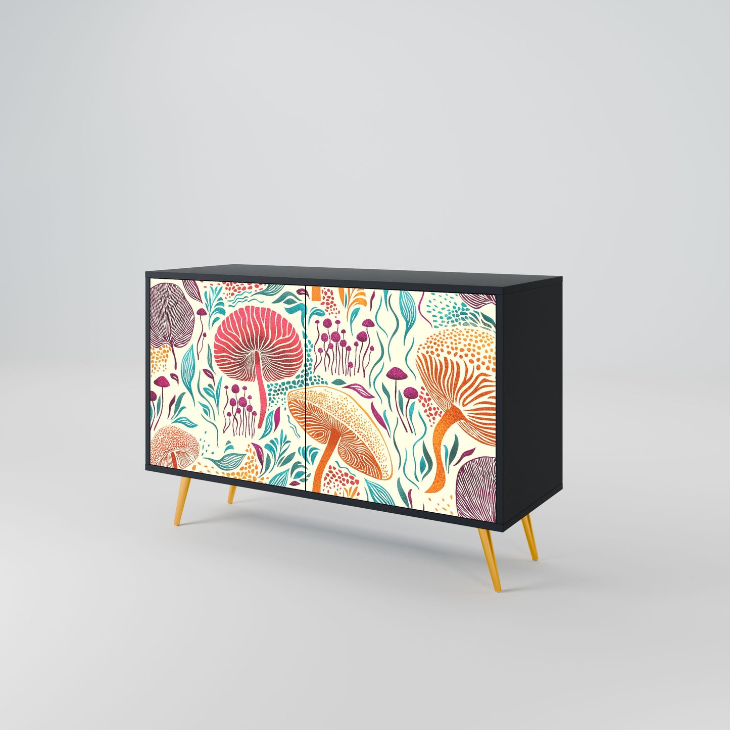 Credenza FUNGUS FANTASY a 2 ante in finitura nera