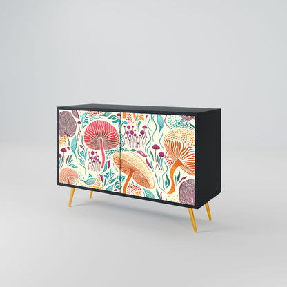 Credenza FUNGUS FANTASY a 2 ante in finitura nera