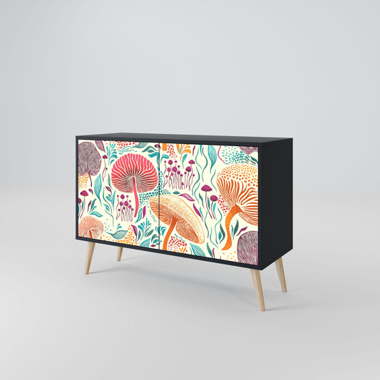 Credenza FUNGUS FANTASY a 2 ante in finitura nera