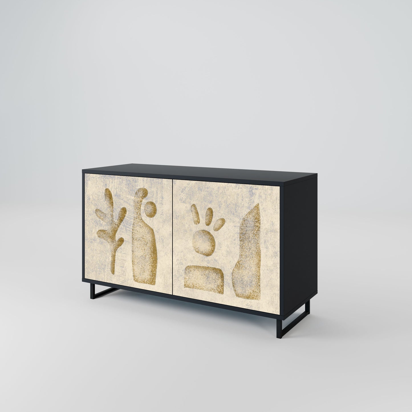 Credenza a 2 ante SAND SCULPTURES in finitura nera