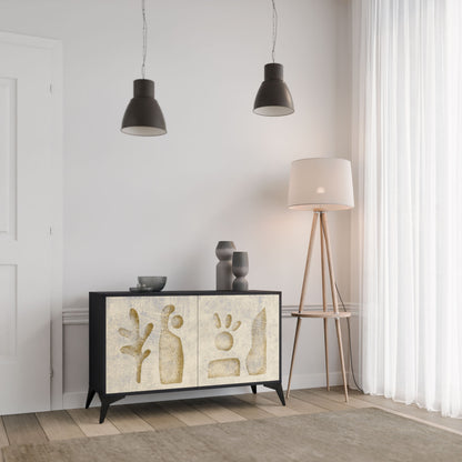 Credenza a 2 ante SAND SCULPTURES in finitura nera