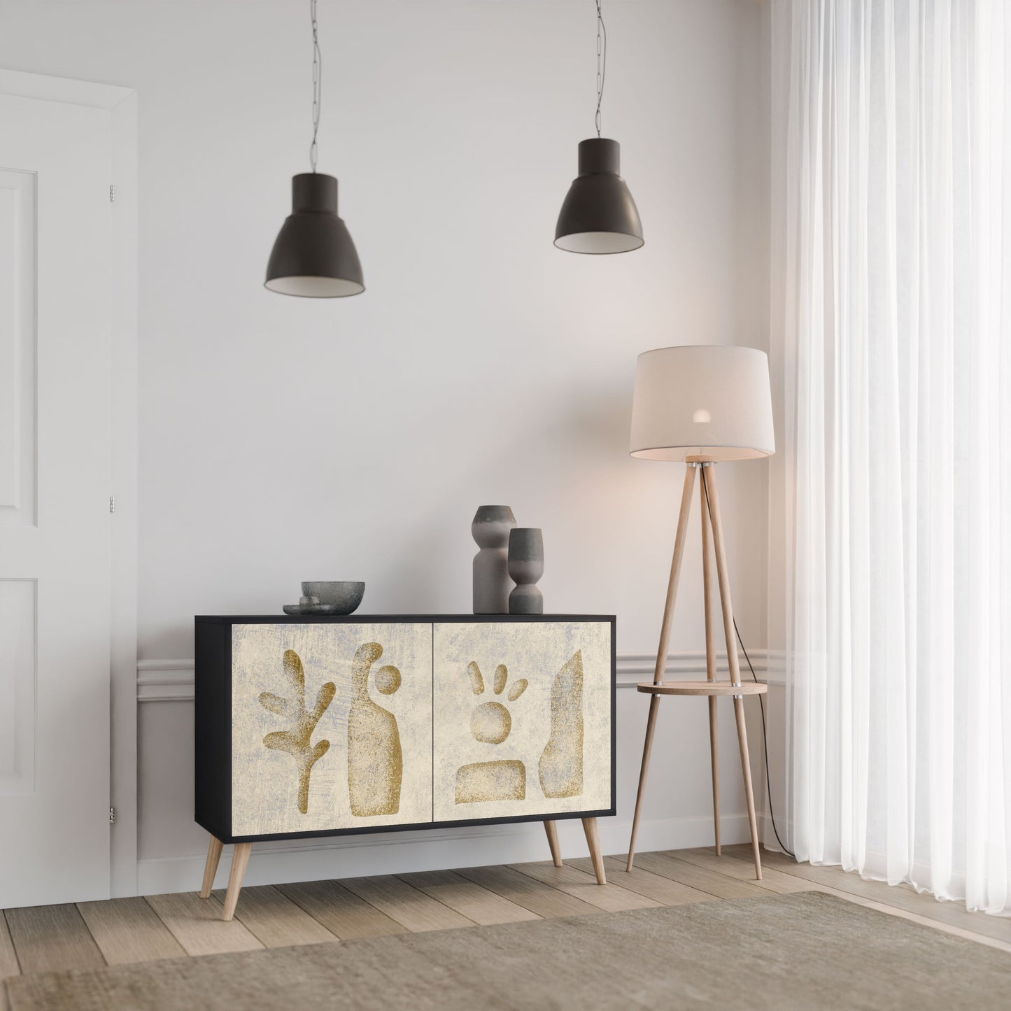 Credenza a 2 ante SAND SCULPTURES in finitura nera