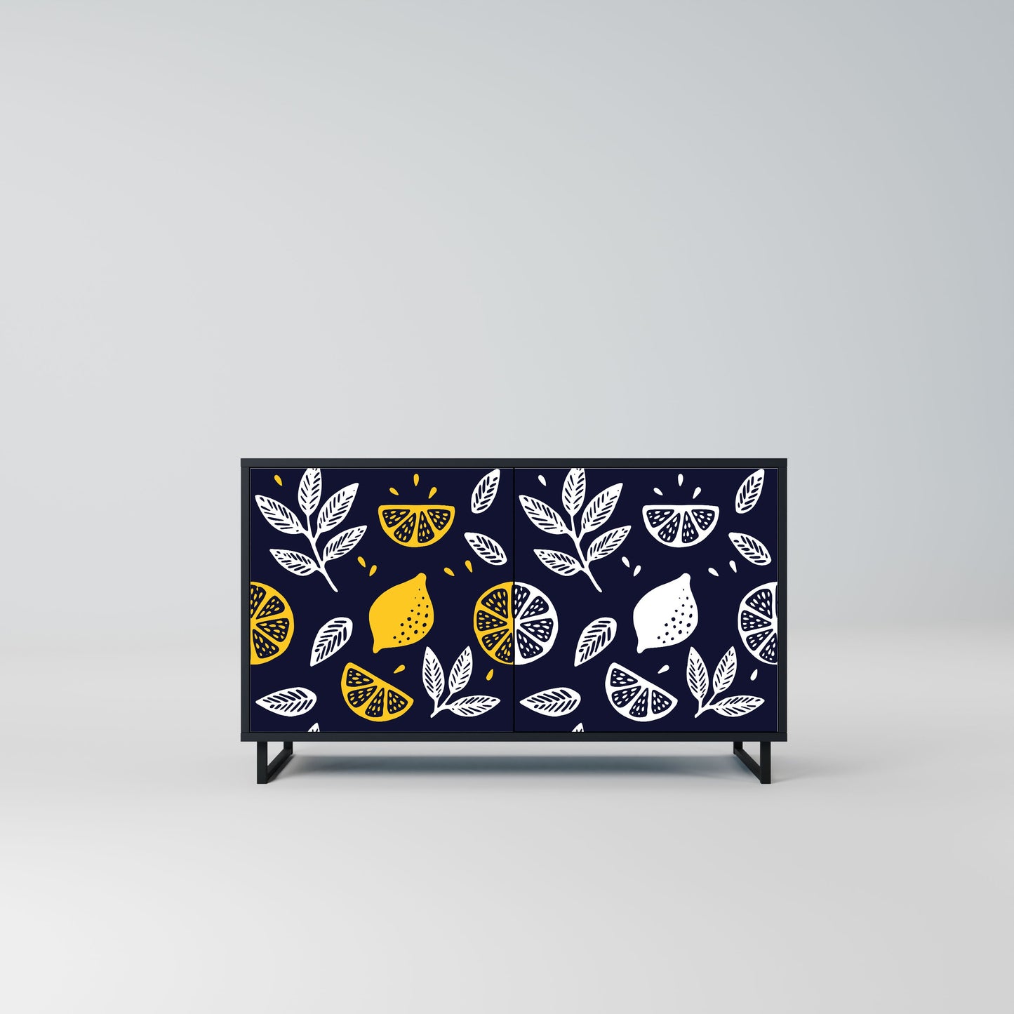 Credenza a 2 ante CITRUS BLACK AND WHITE in finitura nera