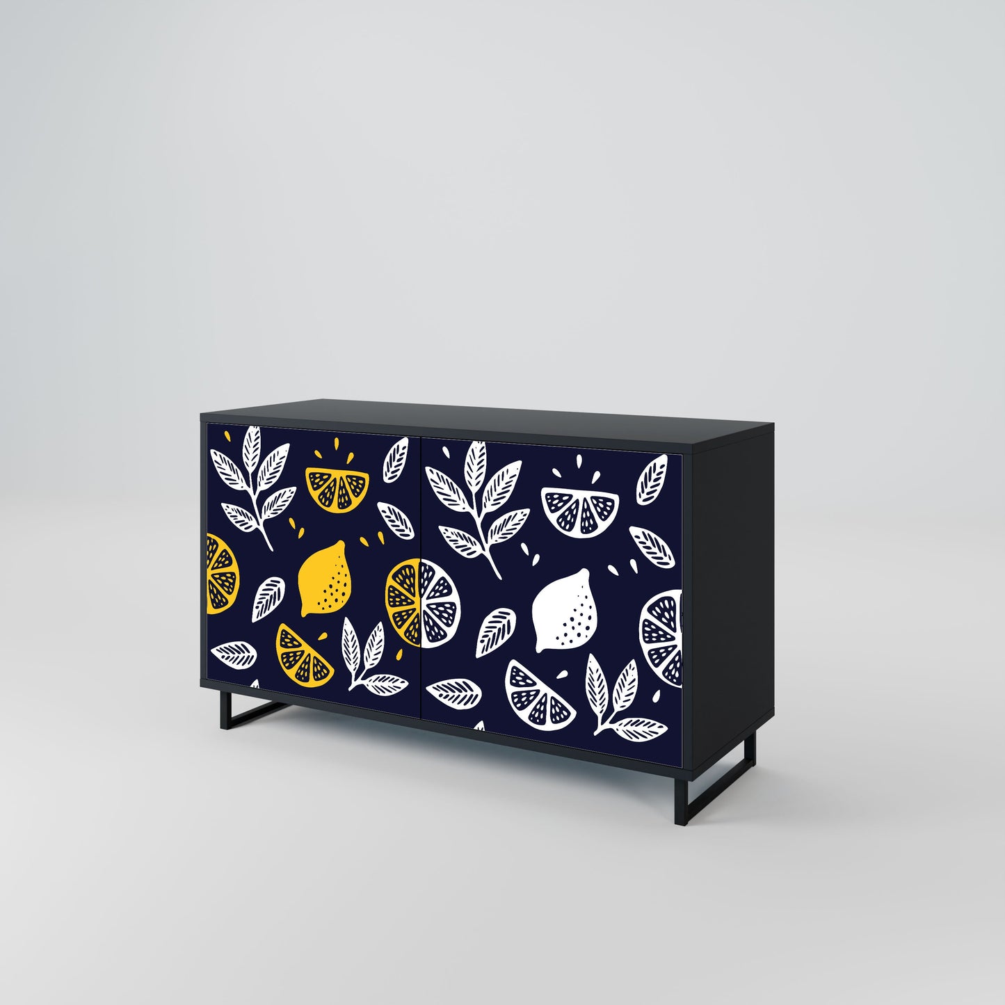 Credenza a 2 ante CITRUS BLACK AND WHITE in finitura nera