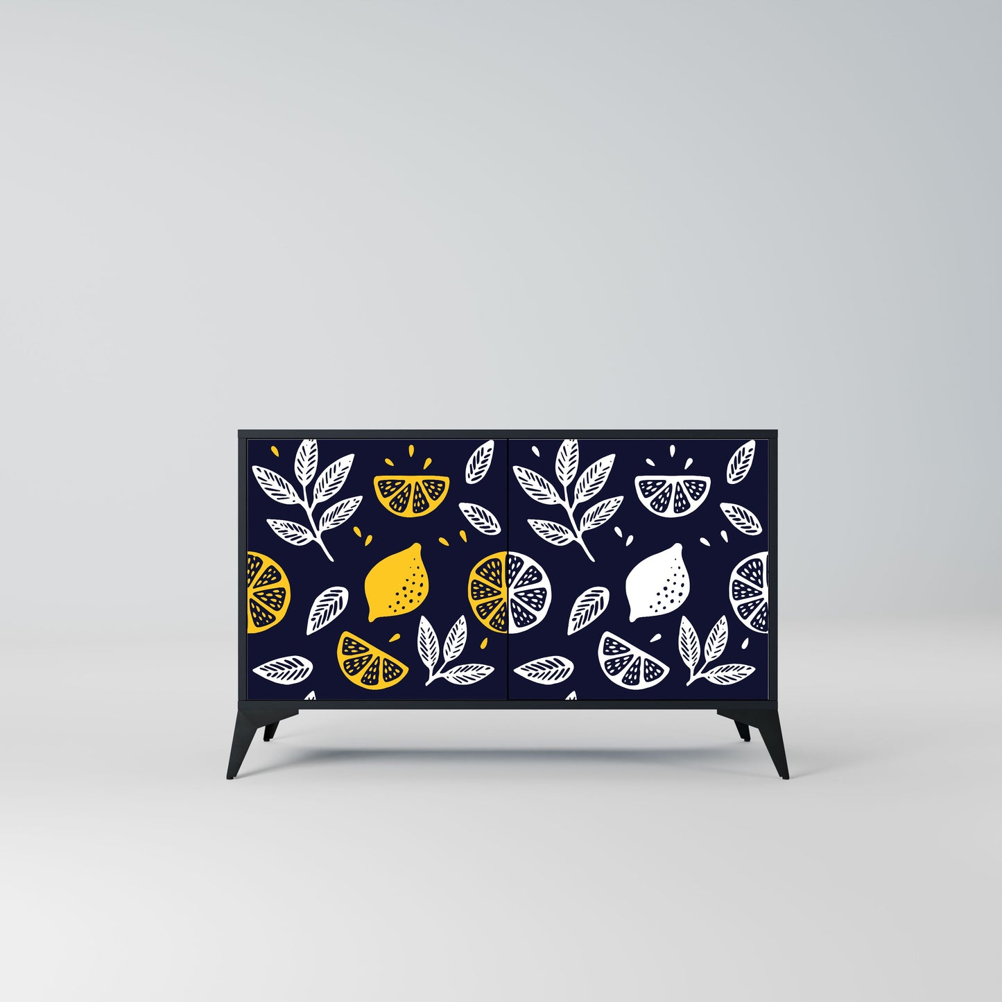 Credenza a 2 ante CITRUS BLACK AND WHITE in finitura nera
