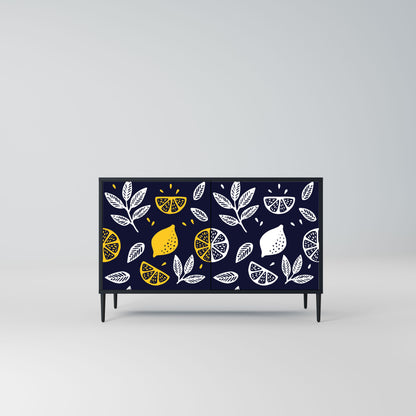 Credenza a 2 ante CITRUS BLACK AND WHITE in finitura nera