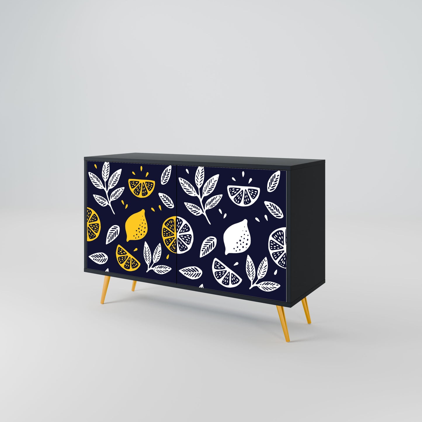 Credenza a 2 ante CITRUS BLACK AND WHITE in finitura nera