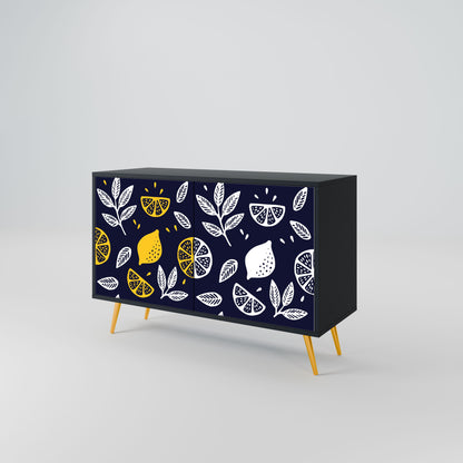 Credenza a 2 ante CITRUS BLACK AND WHITE in finitura nera
