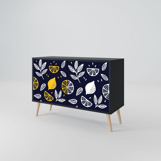Credenza a 2 ante CITRUS BLACK AND WHITE in finitura nera