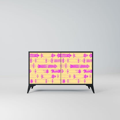 Credenza SKATEBOARD ARTISTRY a 2 ante con finitura nera