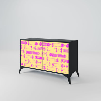 Credenza SKATEBOARD ARTISTRY a 2 ante con finitura nera