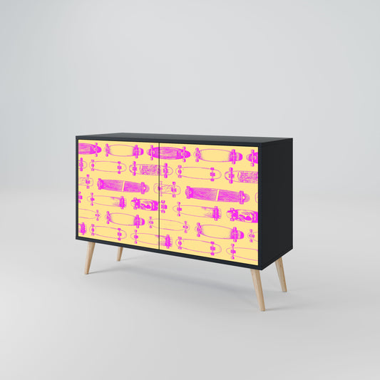 Credenza SKATEBOARD ARTISTRY a 2 ante con finitura nera