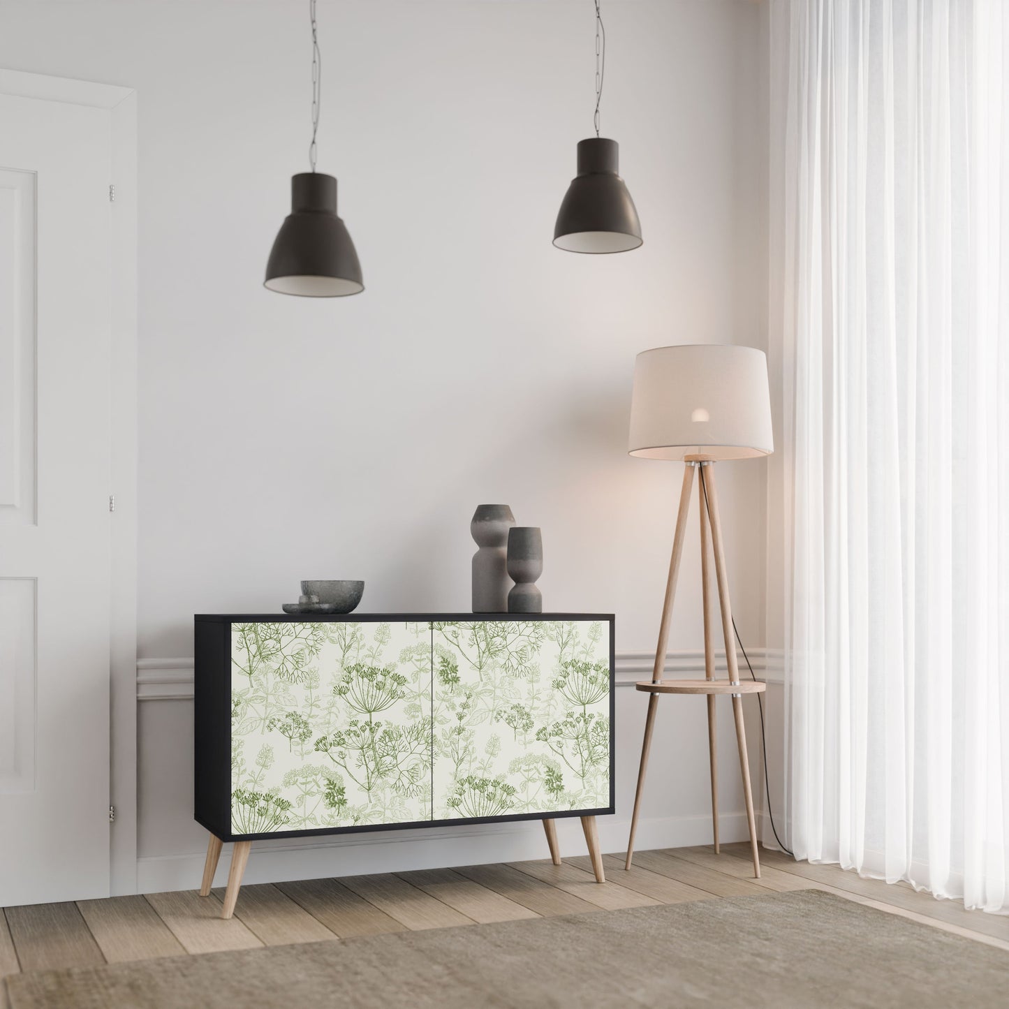 Credenza a 2 ante FENNEL BALDACHIN in finitura nera