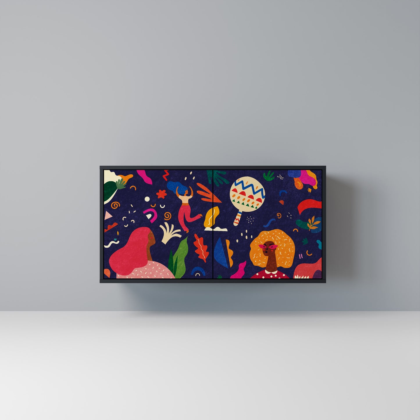 FESTIVE PLEASURES Madia a 2 Ante in Finitura Nera