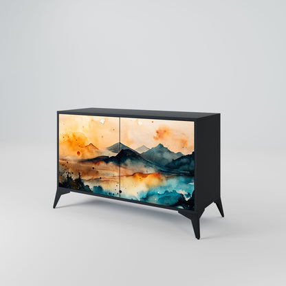 Credenza a 2 ante OMINOUS MOUNTAINS in finitura nera
