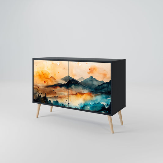 Credenza a 2 ante OMINOUS MOUNTAINS in finitura nera