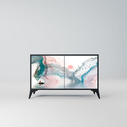 Credenza VELVET CROSSING a 2 ante in finitura nera