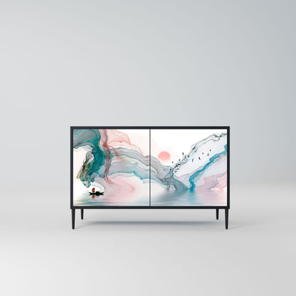 Credenza VELVET CROSSING a 2 ante in finitura nera