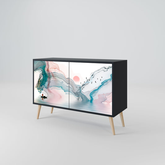 Credenza VELVET CROSSING a 2 ante in finitura nera