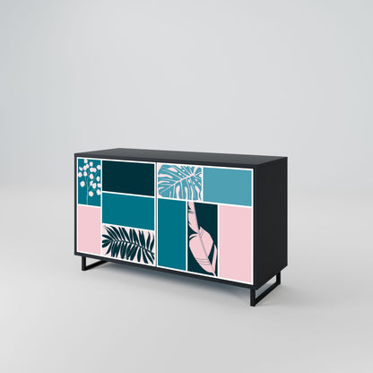 COMBINAZIONE DI FORME Credenza a 2 ante in finitura nera