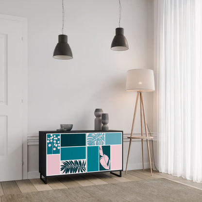 COMBINAZIONE DI FORME Credenza a 2 ante in finitura nera