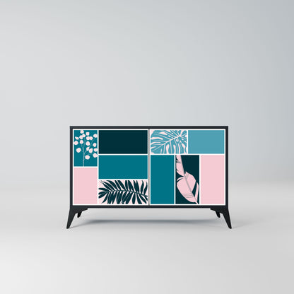 COMBINAZIONE DI FORME Credenza a 2 ante in finitura nera