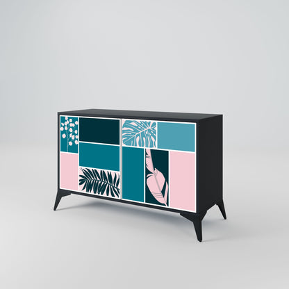 COMBINAZIONE DI FORME Credenza a 2 ante in finitura nera