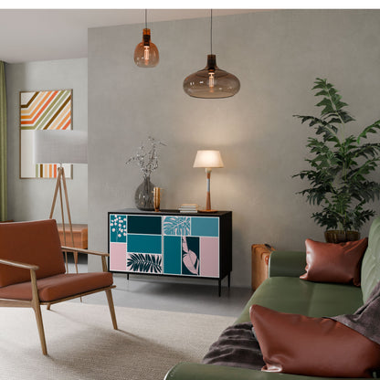 COMBINAZIONE DI FORME Credenza a 2 ante in finitura nera